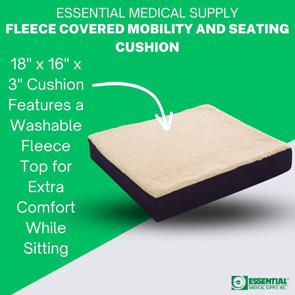 Essential Medical Supply Fleece Covered Wheelchair Cushion, 18 Inches X 16 Inches X 3 Inches