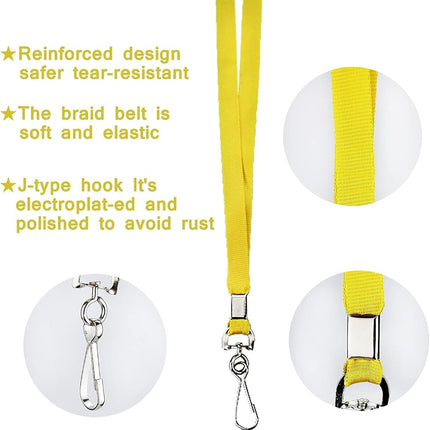 Bulk Lanyards Lanyards for ID Badges,Lanyards with Swivel Hook Clips for Name Tag Lanyard ID Holder (Yellow, 100 packs)