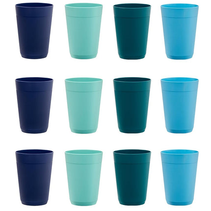 US Acrylic Newport 10 ounce Unbreakable Plastic Stackable Juice Tumblers in Coastal Colors | Set of 12 Drinking Cups | Reusable, BPA-free, Made in the USA, Top-rack Dishwasher and Microwave Safe