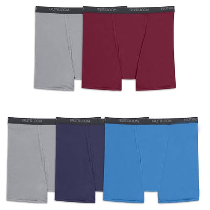 Fruit of the Loom Caleçons Boxers Légers pour Homme, Grandes Tailles-Micro Extensible-Lot de 5 Gris/Rouge/Bleu, 3XL (Lot de 5)