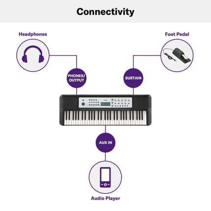 Teclado portátil Yamaha YPT-280 para principiantes con atril, adaptador de corriente