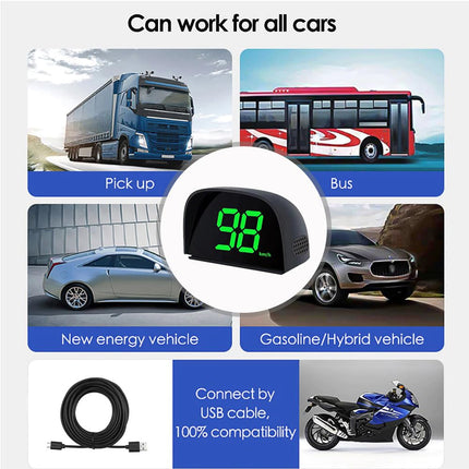 Shkalacar Car Digital GPS Speedometer Car HUD Heads Up Display with Speed, Mph/Kmh，USB Plug and Play for All Car