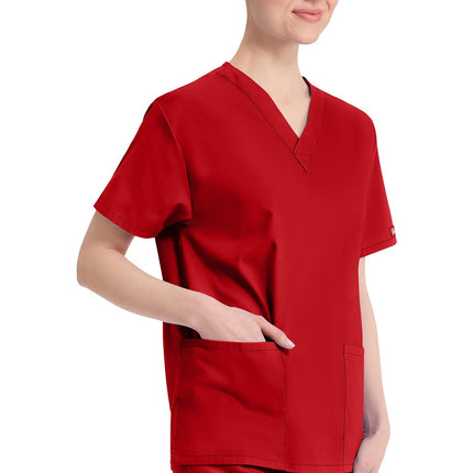 Uniforme médico Dickies EDS Signature para mujer, camiseta con cuello en V para mujer de popelina cepillada suave 86706, rojo, 4XL Plus