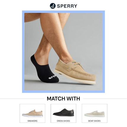 Sperry Men's 6 Pack Arch Hugger No Show Socks, Non-Slip Loafer Socks for Boat Shoes, Low Cut Invisible Liner with Heel Grip, beige, 6-12