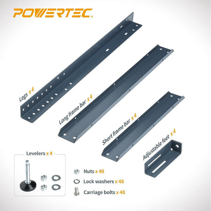 Support pour table de défonceuse POWERTEC UT1006 | Base robuste d'une capacité de 180 kg avec pieds réglables et niveleurs