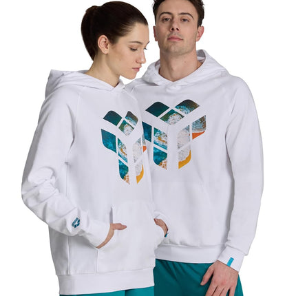 ARENA Unisex Planet Water Hooded Sweatshirt, White