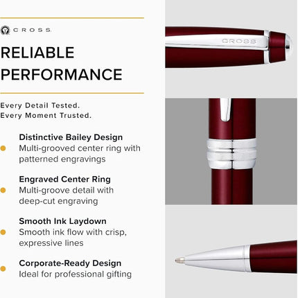Cross Bailey Ballpoint Pen - Twist Mechanism - Black Ink - Line Width M - Red Lacquer