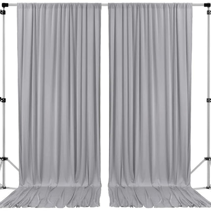 AK TRADING CO. 10 feet x 10 feet Polyester Backdrop Drapes Curtains Panels with Rod Pockets - Wedding Ceremony Party Home Window Decorations - Silver