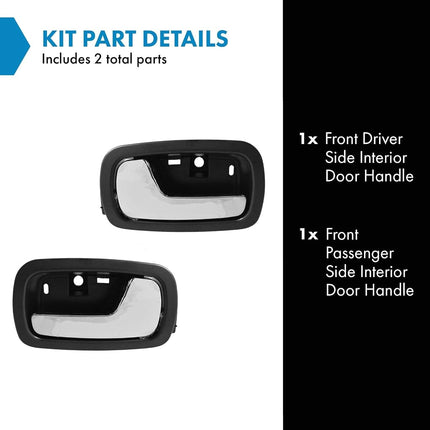 TRQ Door Handle Front Inner Inside Black & Chrome Pair Set for Chevy Cobalt