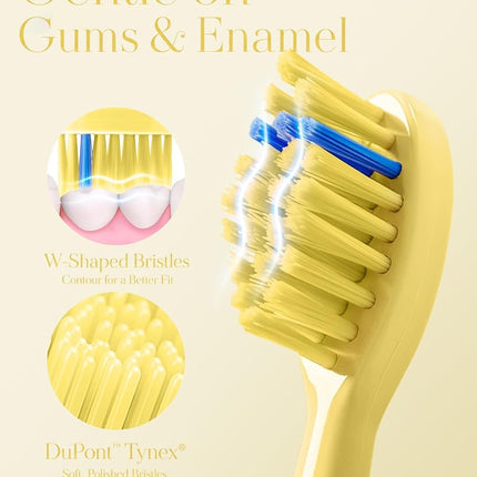 MySmile DY156 Electric Toothbrush for Adults, Rechargeable Sonic Battery Toothbrush Portable with 3 Brush Heads, 2 Mins 5 Modes Smart Timer, 45000VPM, One Charge for 60 Days - Yellow