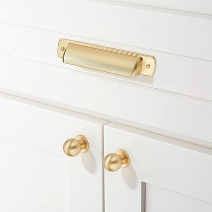 khtumeware 20 Pack 3" Drawer Pulls Brushed Brass Cabinet Cup Pulls Kitchen Hardware Cabinet Handles Drawer Handles Knobs 3 inch Hole Center