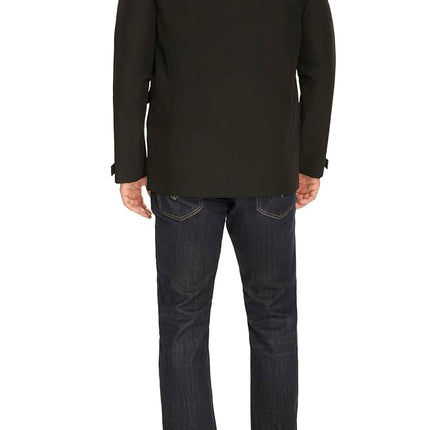 Chaqueta Parka Cole Haan de manga corta para hombre, Soft Rain, Negra, XL