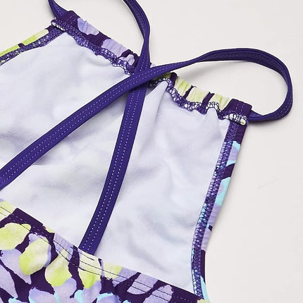 Kanu Surf Girls' Big Daisy Halter Tankini Beach Sport 2-Piece Swimsuit, Purple, 12