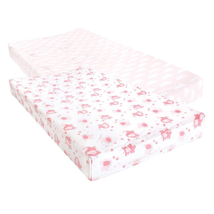 Luvable Friends Unisex Baby Fitted Changing Pad Cover, Girl Basic Elephant, One Size