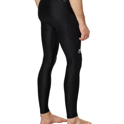 Under Armour Mens UA HG Armour Leggings Long Sports Leggings Breathable Tight Running Pants, Black (001) / White, 3XL Tall
