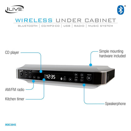 Radio sous placard Bluetooth Ilive iKBC384S avec lecteur CD