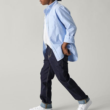 The Children's Place Multipack de jeans basiques extensibles à coupe droite pour garçons, délavage indigo vieilli/noir/Potter/Winston, paquet de 4, taille 14 Slim