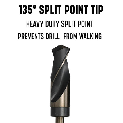 Drill America 13/16" Reduced Shank High Speed Steel Black & Gold KFD Drill Bit with 1/2" Shank, KFD Series