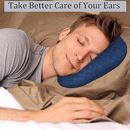 Wuronsa Ear Piercing Pillow for Side Sleepers, Pillow with an Ear Hole for CNH and Ear Pain Ear Inflammation Pressure Sores, O-Shaped Side Sleeping Pillow, Ear Guard Pillow(Dark Blue)