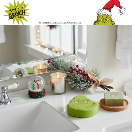 Dr. Seuss El Grinch Plato de jabón de resina para vacaciones de Navidad - Soporte para jabón/joyas, (producto con licencia oficial) por Franco Collectibles
