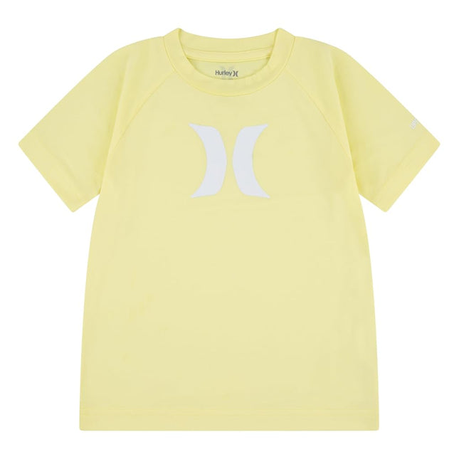 Hurley Boys' UPF 50+ Rash Guard Swim Shirt, Heavenly Yellow/Icon, Medium