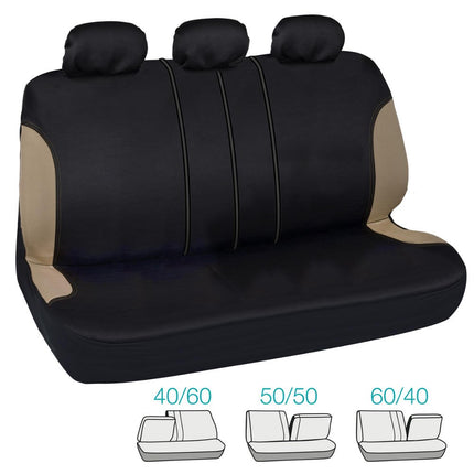 BDK Beige Car Seat Covers with Matching Carpet Floor Mats for Cars Full Set - Front Universal Seat Covers & Back Bench Seat Cover with Automotive Floor Mats - Car, SUV, Truck, & Van Interior Protector