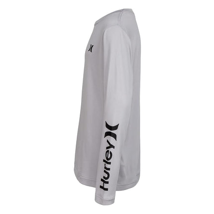 T-shirt de bain anti-UV manches longues Hurley pour garçons, protection UPF 50+, Gris chiné, XL