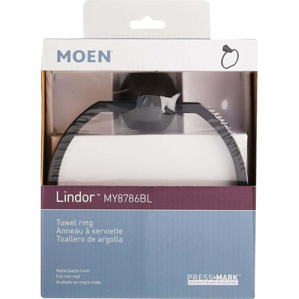 Moen MY8786BL Lindor Matte black towel ring Matte Black