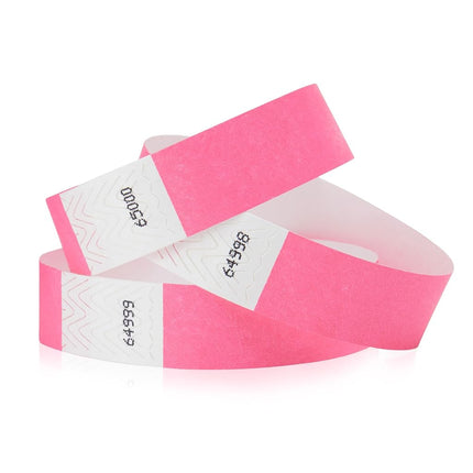 WristCo Neon Pink 3/4" Tyvek Wristbands - 500 Pack