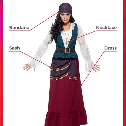Smiffys Womens/Ladies Deluxe Buccaneer Beauty Pirate Costume Set (XL) (Multicoloured)