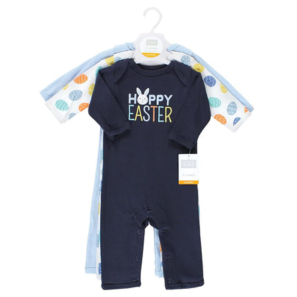 Hudson Baby baby-girls Cotton Coveralls, Hoppy Easter, 0-3 Months