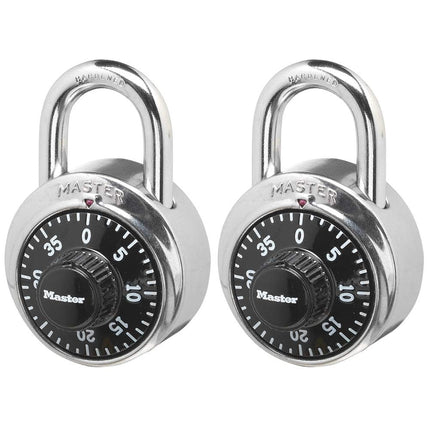 Master Lock 1500T Locker Lock Combination Padlock, Black, 2 Pack