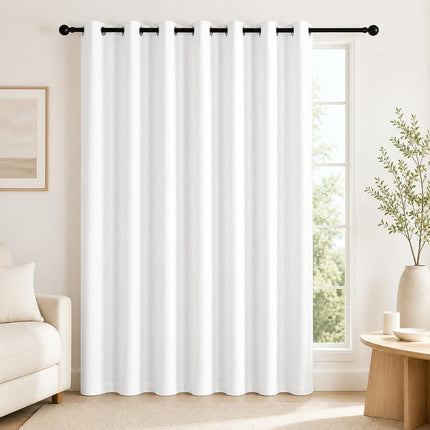 Deconovo 100% Blackout Curtains with Black Liner, Thermal Insulated Noise?Reducing Grommet Drapes, Double?Layer Room Darkening for Bedroom, Nursery, Home Office,1 Panels,Pure White,100W x 84L