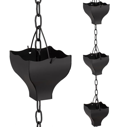 Rifachua 8.5ft Black Rain Chain for Gutters Downspouts Outside
