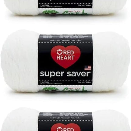 Red Heart Super Saver Pack of 3 - Soft White - 7oz/198g - Acrylic - 4 Medium (Worsted) - 364 Yards - Knitting, Crocheting, Crafts & Amigurumi