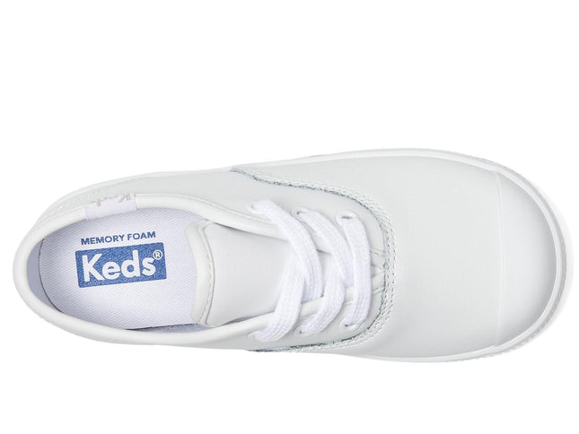 Keds Girl's Champion Toe Cap (Little Kid/Toddler) Sneaker, White Leather, 10 Little Kid