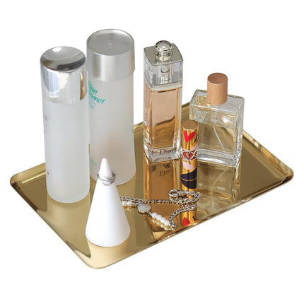 FREELOVE Gold Serving Tray, Stainless Steel Platte