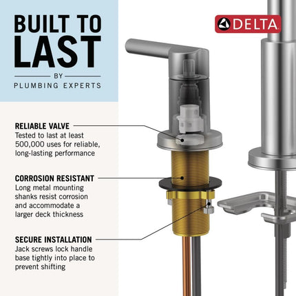 Delta Faucet Nicoli Widespread Bathroom Faucet 3 Hole, Black/Gold Bathroom Faucet, Bathroom Sink Faucet, Drain Assembly, Matte Black/Champagne Bronze 35749LF-GZ