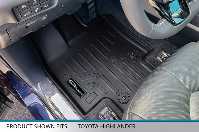 SMARTLINER Floor Mats 3 Rows & Cargo Liner Behind 3rd Row Set Black for 2020-2021 Highlander 2nd Row Bench or Bucket Seats (No Hybrid Models)
