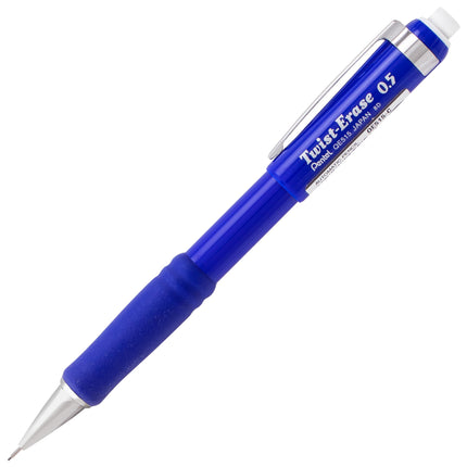 Crayon mécanique Pentel Twist-Erase III, (0,5 mm), trait fin, corps bleu, paquet de 4 (QE515BP4C)