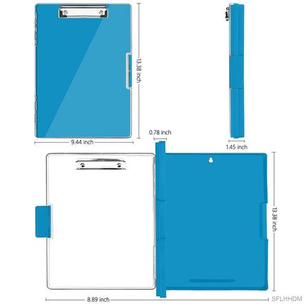 SFLHHDM Clipboard with Storage,Heavy Duty Clip Boards 8.5x11 with 2 Storage Case,Clear Visible Panel Storage Clipboards,Side Opening Nursing Clipboard Folder for Office Supplies (Royal Blue)
