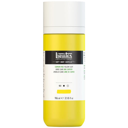 Liquitex Professional Soft Body Acrylic Paint 32-oz bottle, Cadmium-Free Yellow Light