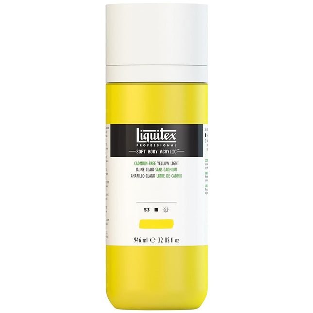 Liquitex Professional Soft Body Acrylic Paint 32-oz bottle, Cadmium-Free Yellow Light