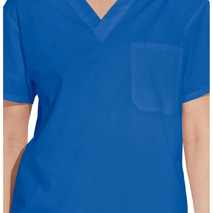 Dickies EDS Signature Scrubs for Women and Scrubs for Men, Unisex One Pocket V-Neck Top in Soft Brushed Poplin 83706, Royal, XXXXXL