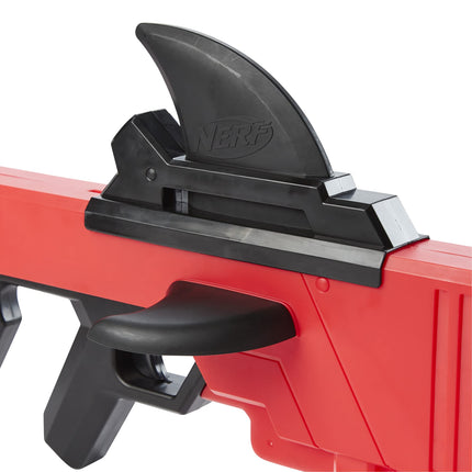 NERF Roblox MM2: Lanzador de dardos Shark Seeker, cebado con aleta de tiburón, 3 dardos Mega, código para desbloquear un artículo virtual en el juego
