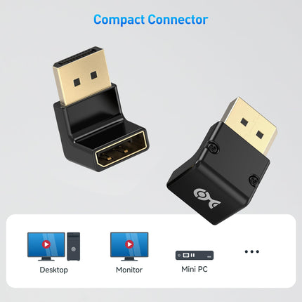 Adaptador DisplayPort 1.4 de ángulo recto 4K@240Hz Cable Matters, adaptador DisplayPort de 90 grados 8K, negro