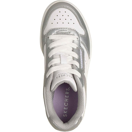 Skechers Quick Street Polyurethane Girl's Silver/White Trainers - UK 13