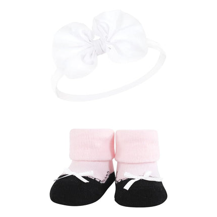 Coffret cadeau bandeau et chaussettes Hudson Baby pour fille, blanc fard, taille unique