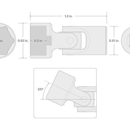 TEKTON 1/4 Inch Drive x 7/16 Inch 6-Point Universal Joint Socket | SHD08011