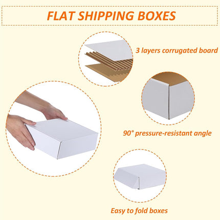 HORLIMER 10x8x3 inches Shipping Boxes Set of 25, White Corrugated Cardboard Box Literature Mailer, 25 Stickers Included